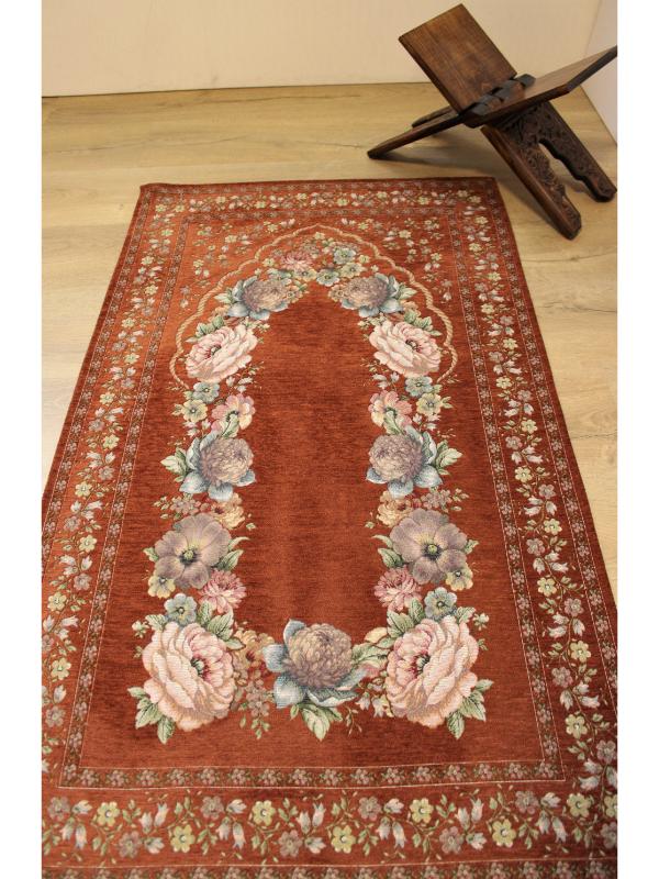 BELİEVE KINAY KİREMİT JAKARLI DOKUMA GOBLEN  DEKORATİF ASTARSIZ SAÇAKSIZ ŞÖNİLLİ SECCADE 70*115