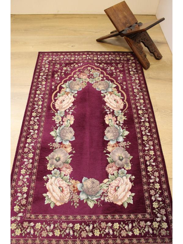 BELİEVE KINAY MÜRDÜM JAKARLI DOKUMA GOBLEN  DEKORATİF  ASTARSIZ SAÇAKSIZ ŞÖNİLLİ SECCADE 70*115