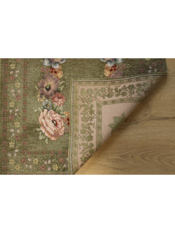 BELİEVE KINAY NEFTİ YEŞİL JAKARLI DOKUMA GOBLEN  DEKORATİF ASTARSIZ SAÇAKSIZ ŞÖNİLLİ SECCADE 70*115