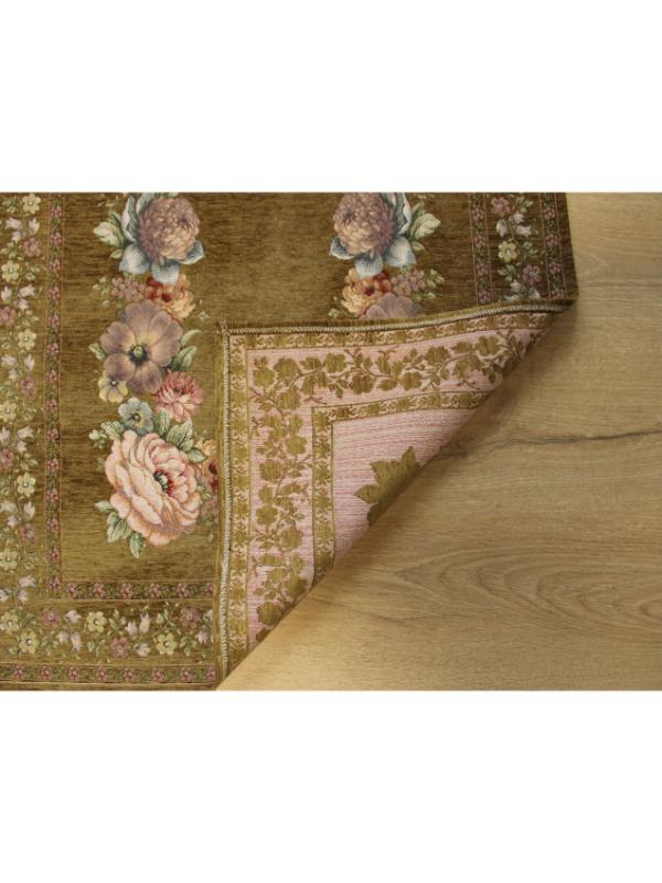 BELİEVE KINAY YOSUN YEŞİLİ JAKARLI DOKUMA GOBLEN  DEKORATİF ASTARSIZ SAÇAKSIZ ŞÖNİLLİ SECCADE 70*115