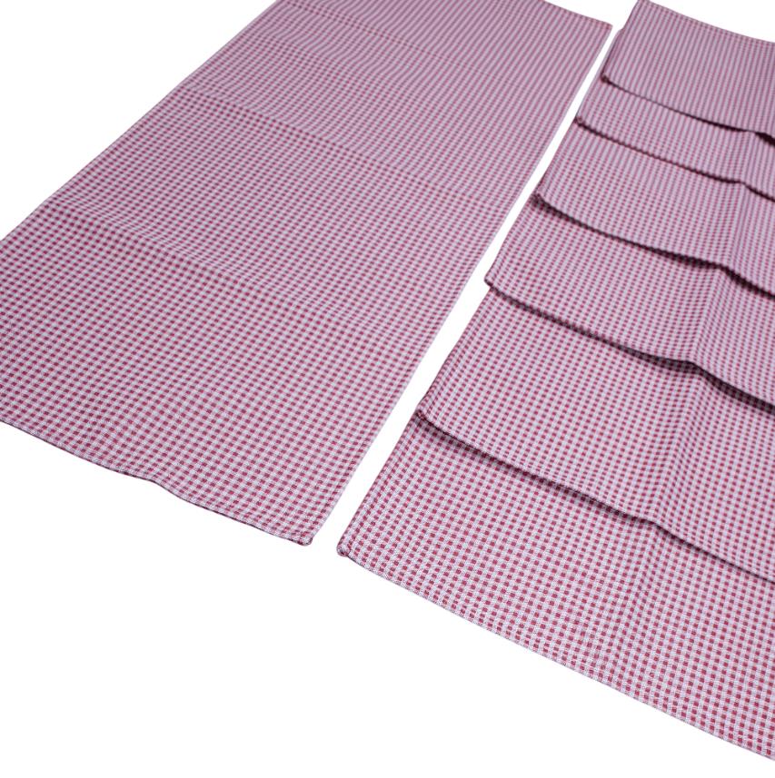 BELIEVE KIRMIZI PÖTİKARE JAKARLI DOKUMA GOBLEN  DEKORATİF RUNNER VE AMERİKAN SERVİSİ 7Lİ  PİKNİK SETİ