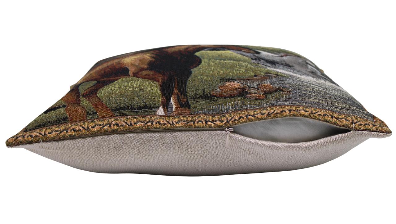 BELIEVE KIZILATLAR  JAKARALI  DOKUMA  GOBLEN DEKORATİF KIRLENT KILIFI 45*45