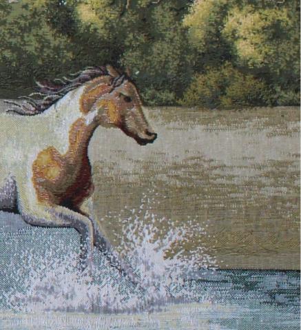 BELIEVE KIZILATLAR JAKARLI DOKUMA GOBLEN DEKORATİF ÇERÇEVESİZ PANO TABLO 70*140