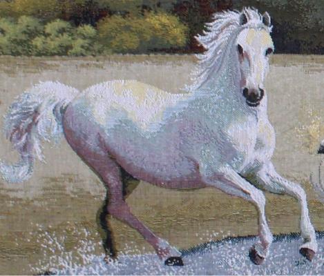 BELIEVE KIZILATLAR JAKARLI DOKUMA GOBLEN DEKORATİF ÇERÇEVESİZ PANO TABLO 70*140