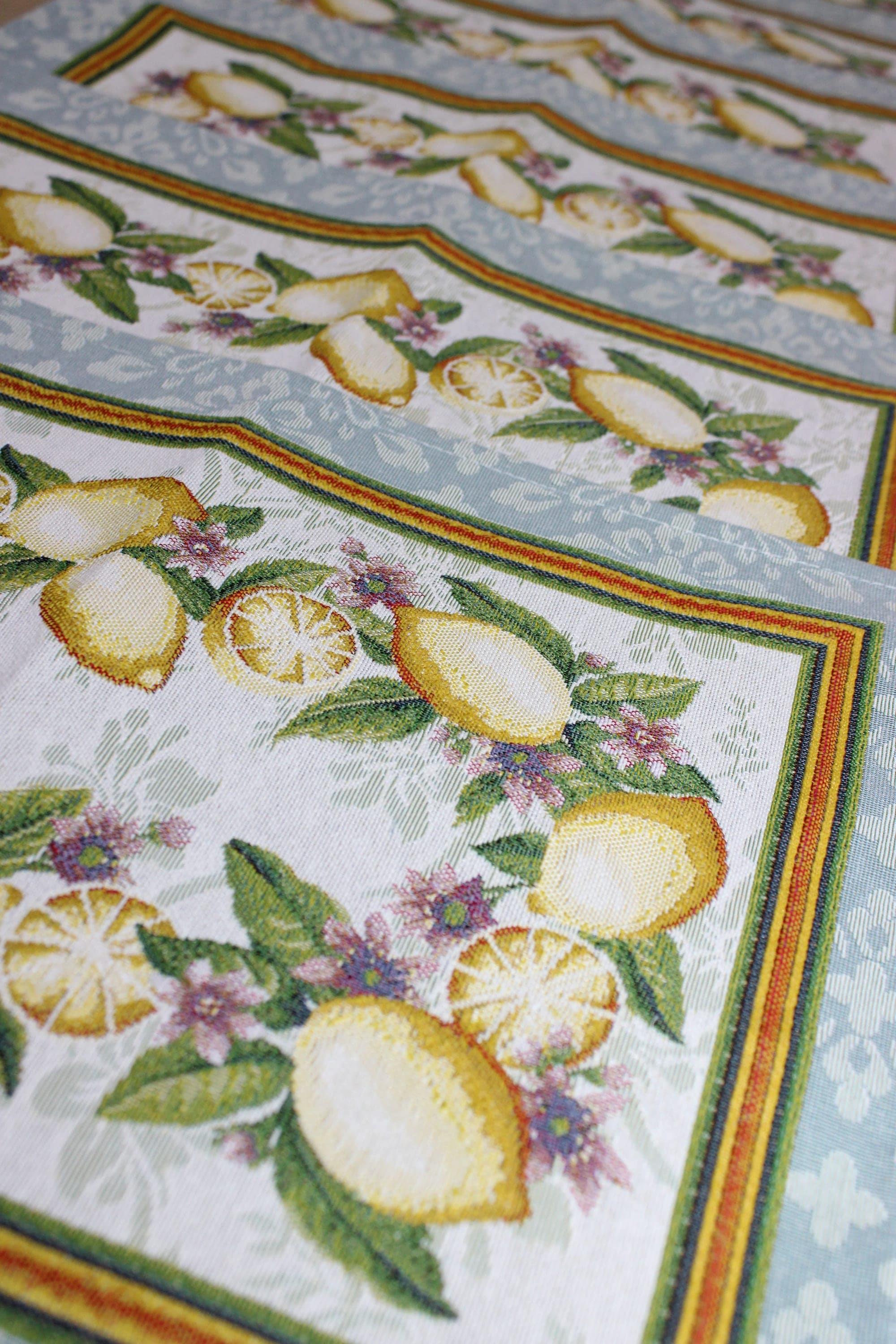 BELIEVE LEMON JAKARLI DOKUMA GOBLEN DEKORATİF  6LI  AMERİKAN SERVİSİ  SARI MEYVELİ 30*45