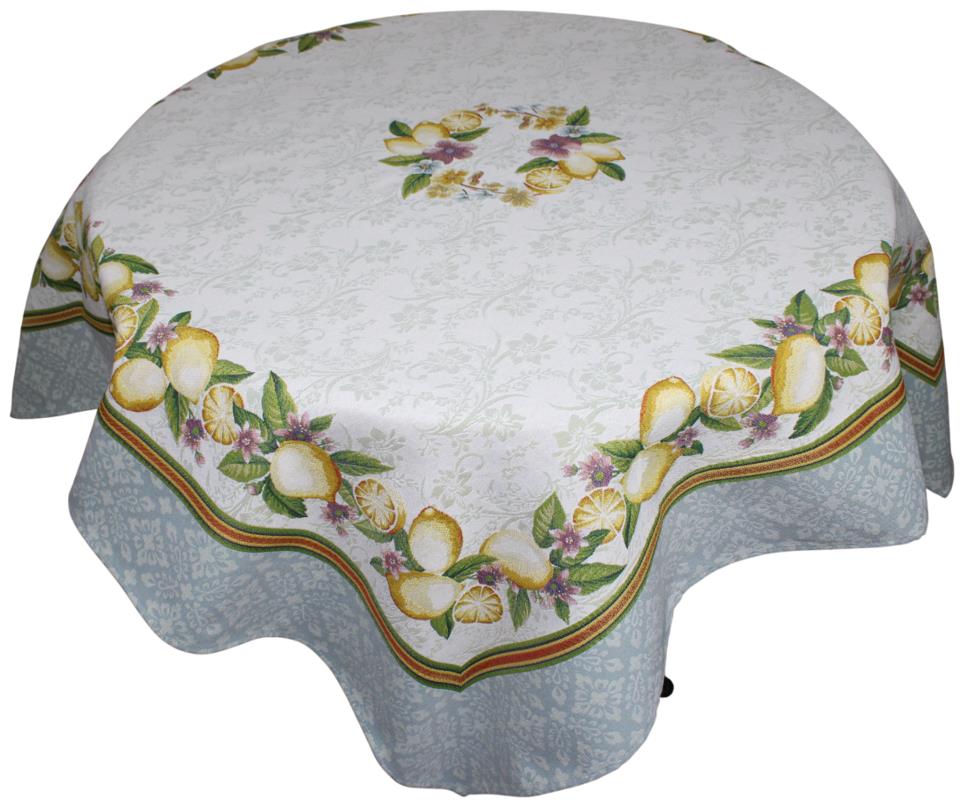 BELIEVE LEMON JAKARLI DOKUMA GOBLEN DEKORATİF    MASA ÖRTÜSÜ SARI MEYVELİ 140*140