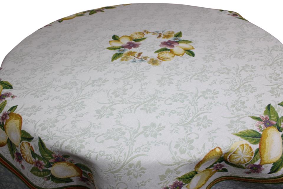 BELIEVE LEMON JAKARLI DOKUMA GOBLEN DEKORATİF    MASA ÖRTÜSÜ SARI MEYVELİ 140*140