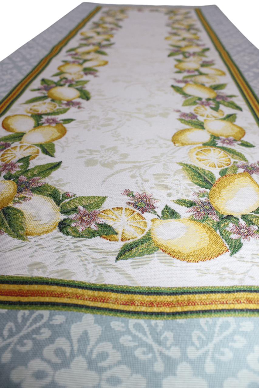 BELIEVE LEMON JAKARLI DOKUMA GOBLEN  DEKORATİF  RUNNER SARI MEYVELİ 45*120