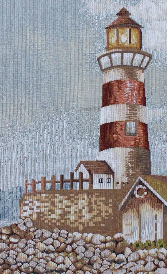 BELIEVE LİGHTHOUSE JAKARLI DOKUMA GOBLEN DEKORATİF ÇERÇEVESİZ PANO TABLO 70*140