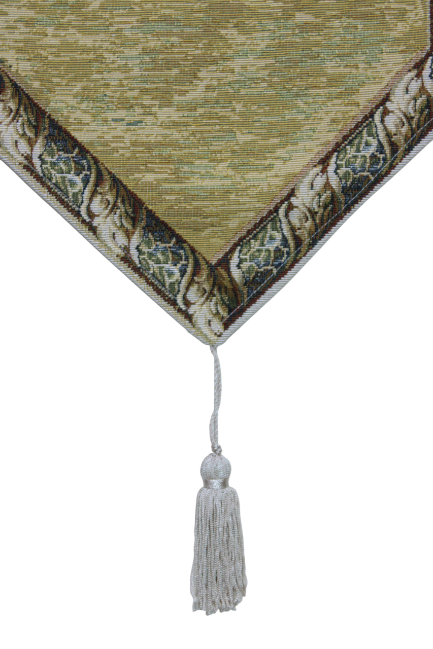 BELIEVE MEDİNE YEŞİL KUBBE AHŞAP ASKILI PÜSKÜLLÜ  JAKARLI DOKUMA GOBLEN DEKORATİF PANO TABLO 30*105