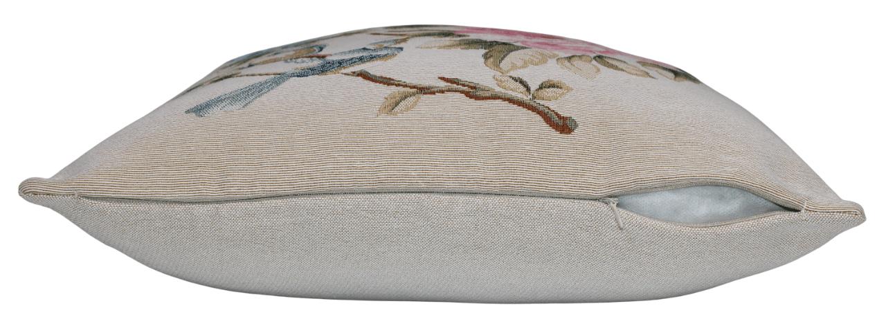 BELIEVE MEROPS JAKARLI DOKUMA GOBLEN DEKORATİF MAVİ-PEMBE ÇİÇEKLİ KIRLENT KILIFI 45*45