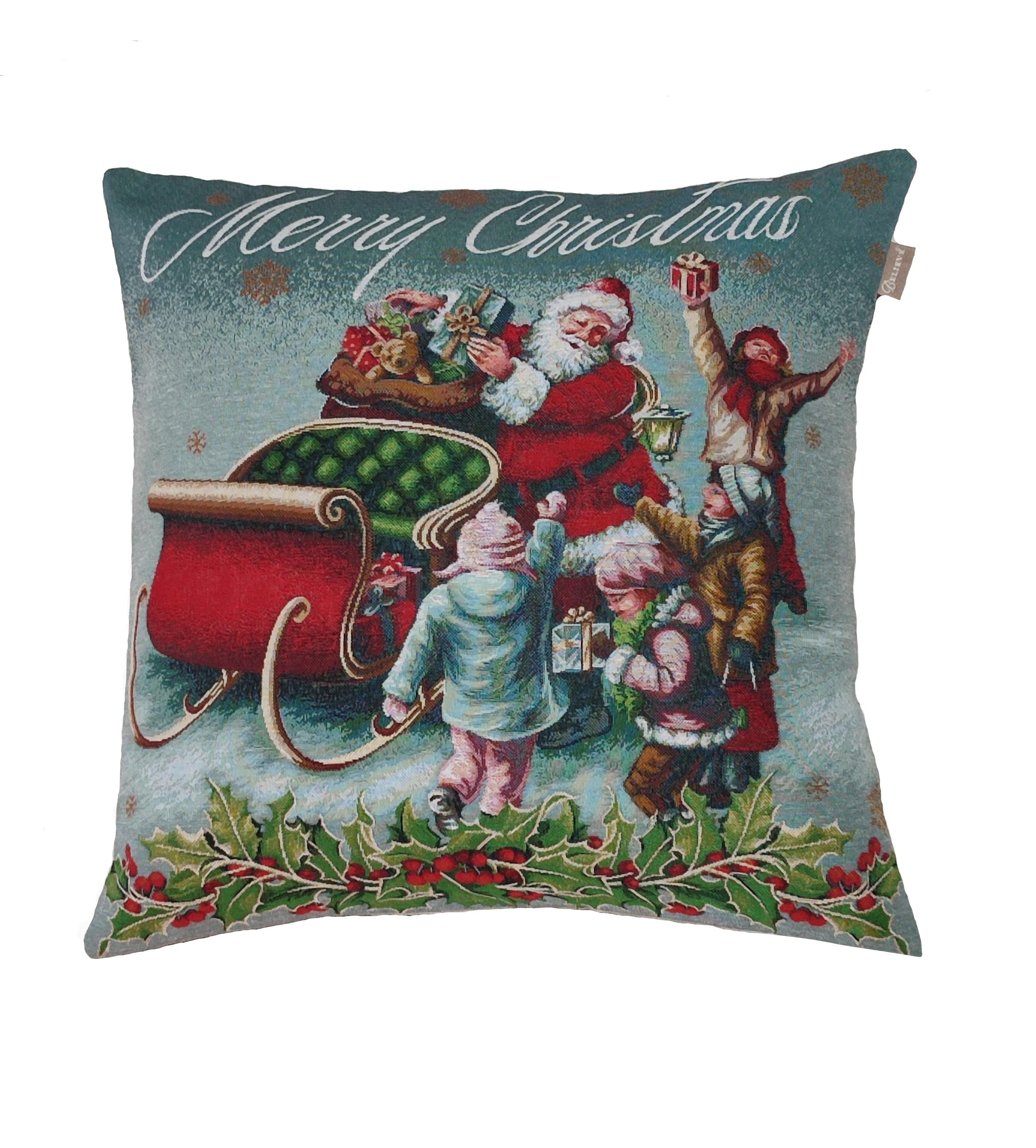 BELIEVE MERRY CHRISTMAS JAKARLI DOKUMA  GOBLEN DEKORATİF KIRLENT KILIFI 45*45