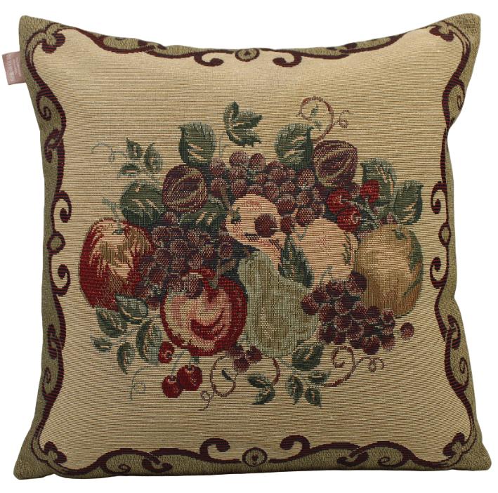 BELIEVE MEYVELİ JAKARLI DOKUMA GOBLEN  DEKORATİF KIRLENT KILIFI  40*40