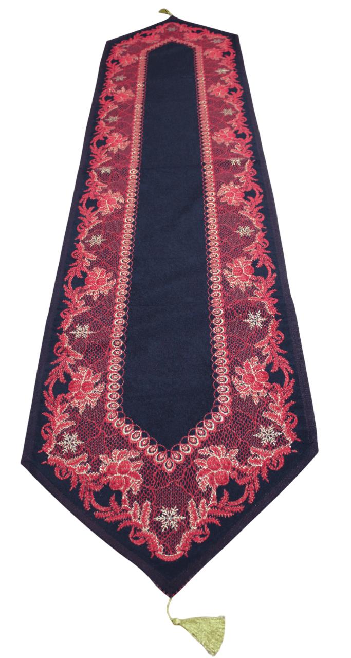 BELIEVE NOEL AĞACI JAKARLI DOKUMA GOBLEN  ŞÖNİLLİ DEKORATİF YILBAŞI RUNNER 40*180