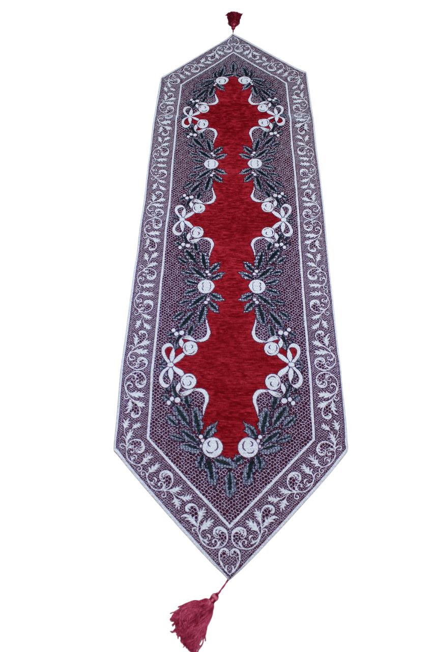 BELIEVE NOEL ÇELENGİ JAKARLI DOKUMA GOBLEN  ŞÖNİLLİ DEKORATİF YILBAŞI RUNNER 40*150