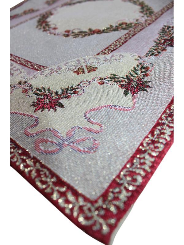 BELIEVE NOEL ÇİÇEĞİ SİMLİ JAKARLI DOKUMA GOBLEN DEKORATİF AMERİKAN SERVİSİ 2Lİ 34*42