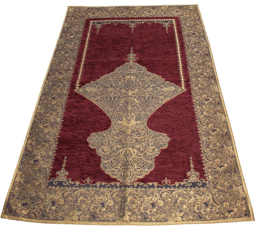 BELIEVE NURSACE JAKARLI DOKUMA GOBLEN DEKORATİF  ŞÖNİL  ASTRASIZ  SAÇAKSIZ BORDO SECCADE 70*110
