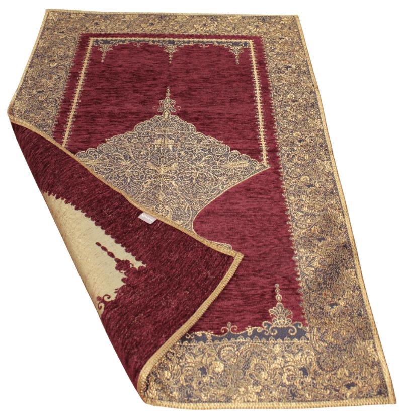 BELIEVE NURSACE JAKARLI DOKUMA GOBLEN DEKORATİF  ŞÖNİL  ASTRASIZ  SAÇAKSIZ BORDO SECCADE 70*110