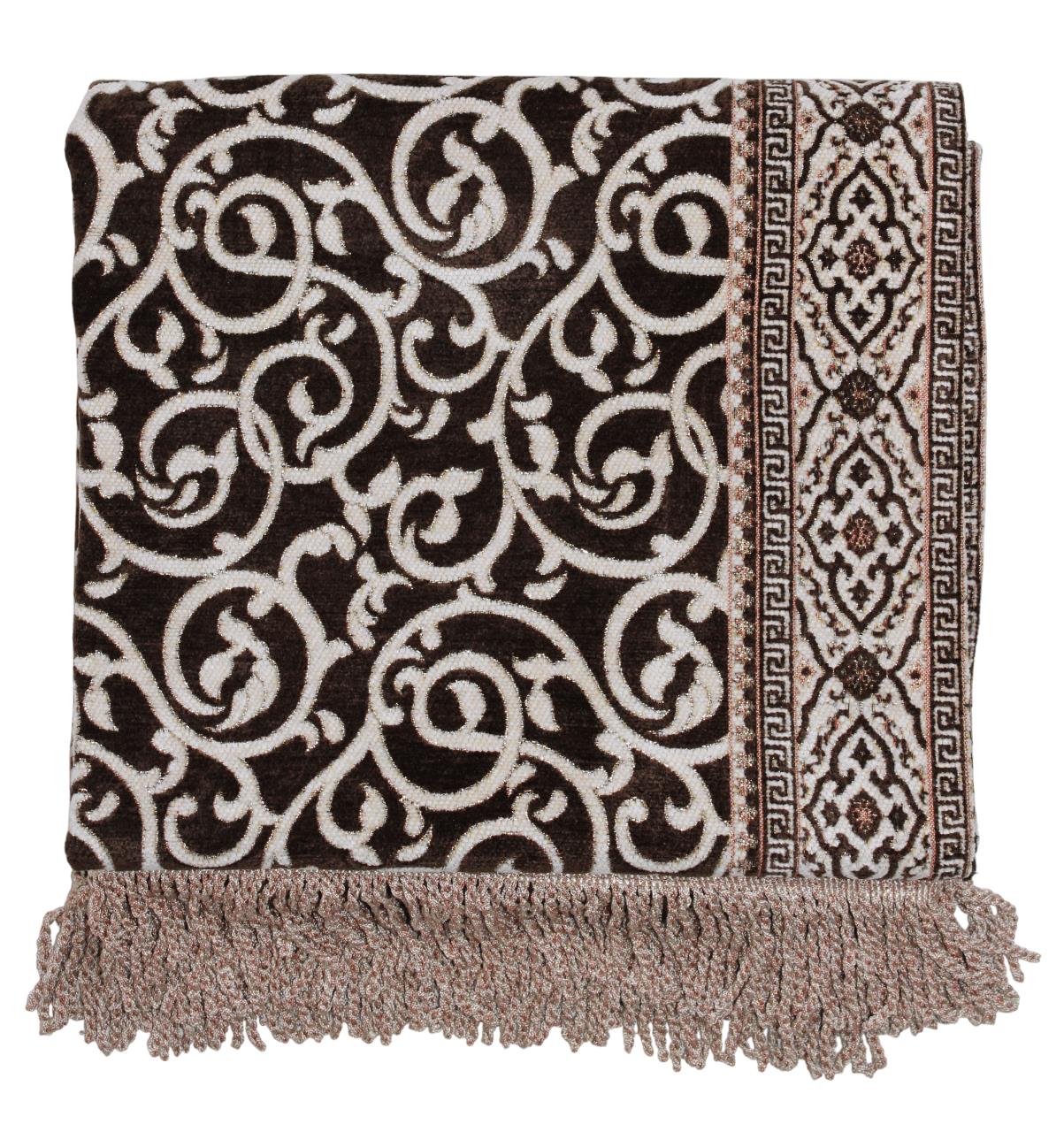 BELIEVE ÖZNUR GOBLEN JAKARLI DOKUMA ŞÖNİL  SİMLİ  ASTARLI SAÇAKLI ACI KAHVE SECCADE 70x120