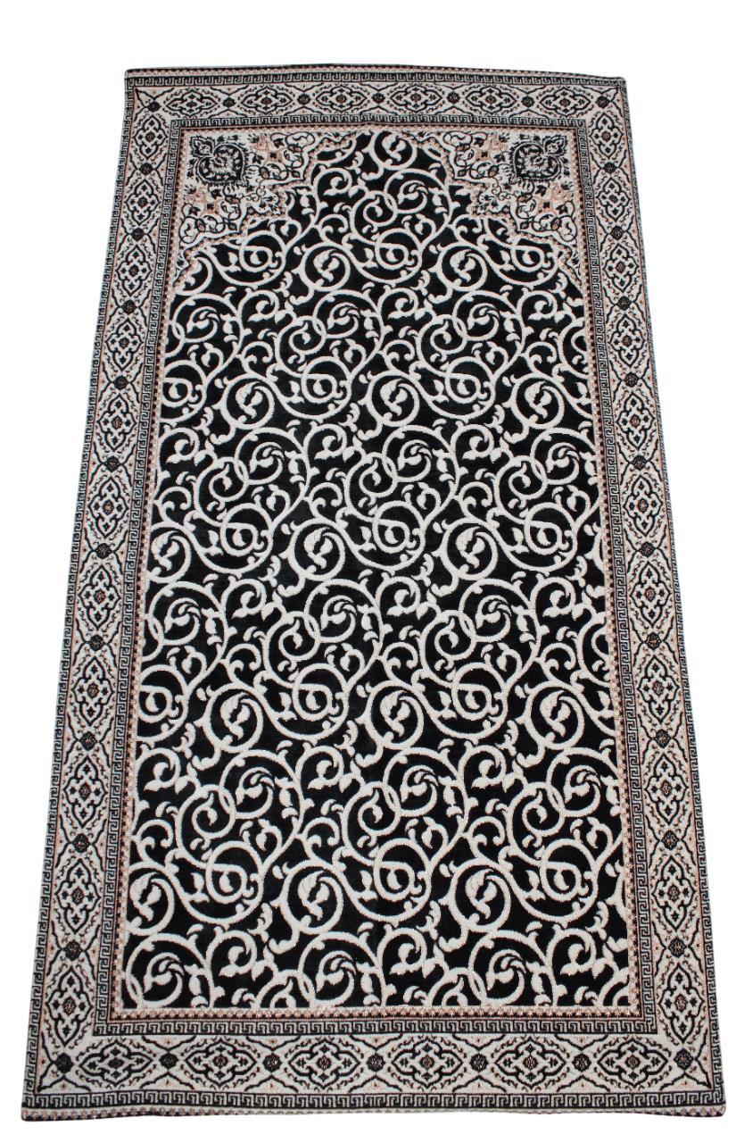 BELIEVE ÖZNUR GOBLEN JAKARLI DOKUMA ŞÖNİL   SİMLİ  ASTARLI SAÇAKSIZ SİYAH SECCADE  70x120