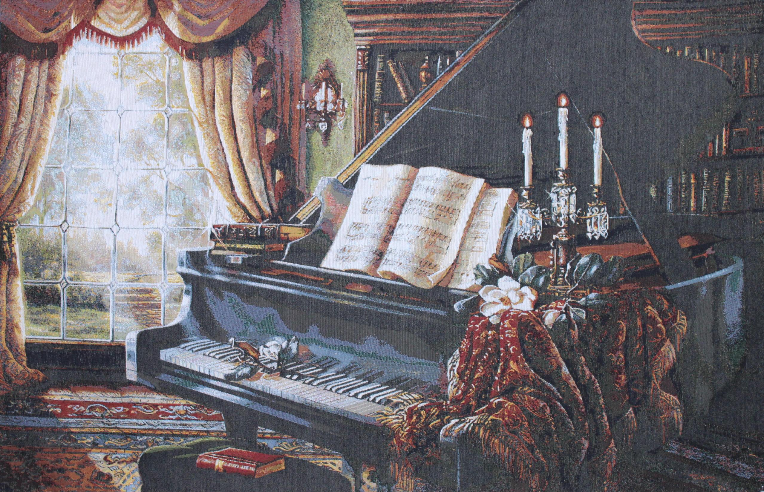 BELIEVE  PİYANO DOKUMA GOBLEN  DEKORATİF ÇERÇEVESİZ PANO TABLO 70*110