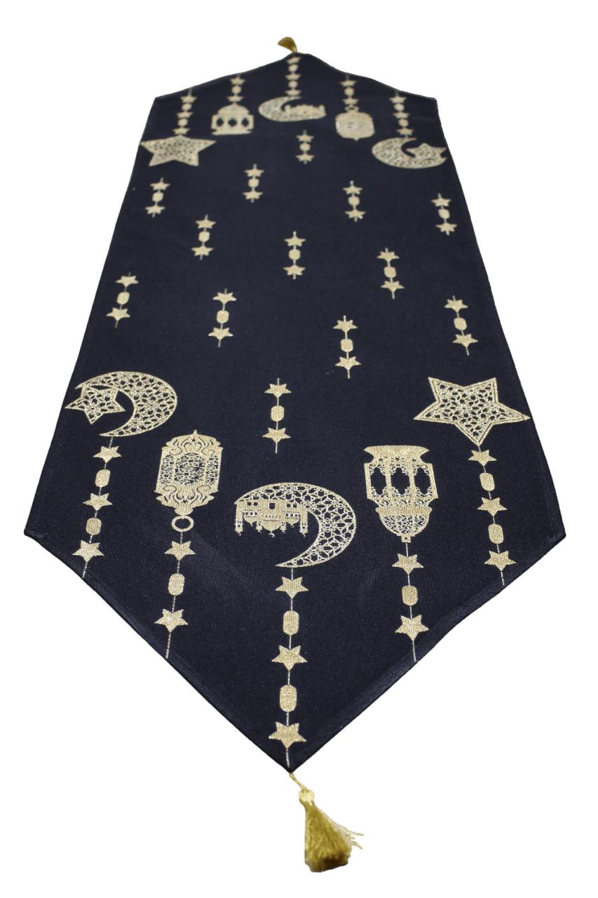 BELIEVE RAMAZAN FENER JAKARLI DOKUMA  GOBLEN DEKORATİF SİYAH SİMLİ PÜSKÜLLÜ RUNNER 40*140