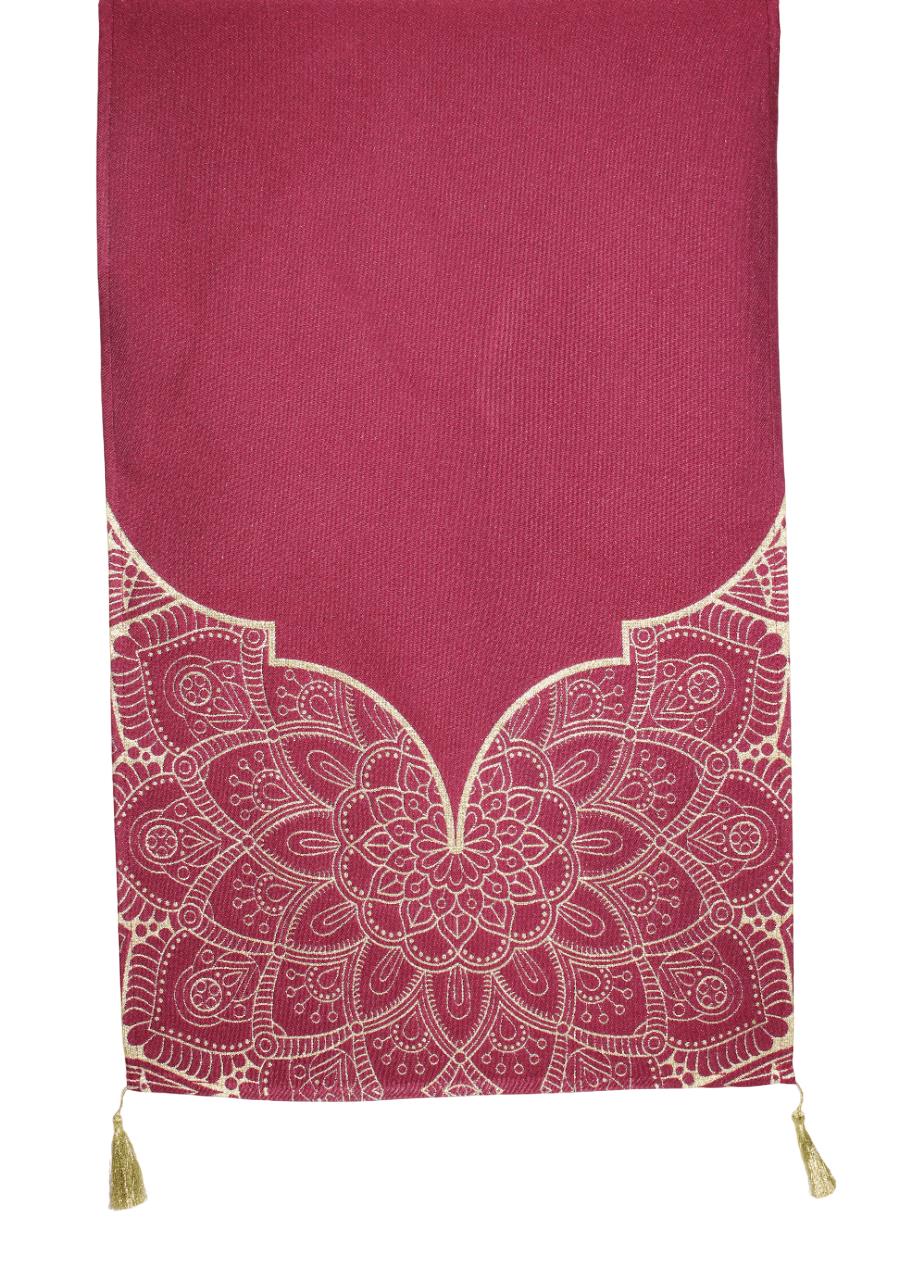 BELIEVE RAMAZAN JAKARLI DOKUMA GOBLEN DEKORATİF KIRMIZI SİMLİ PÜSKÜLLÜ  RUNNER 40*140