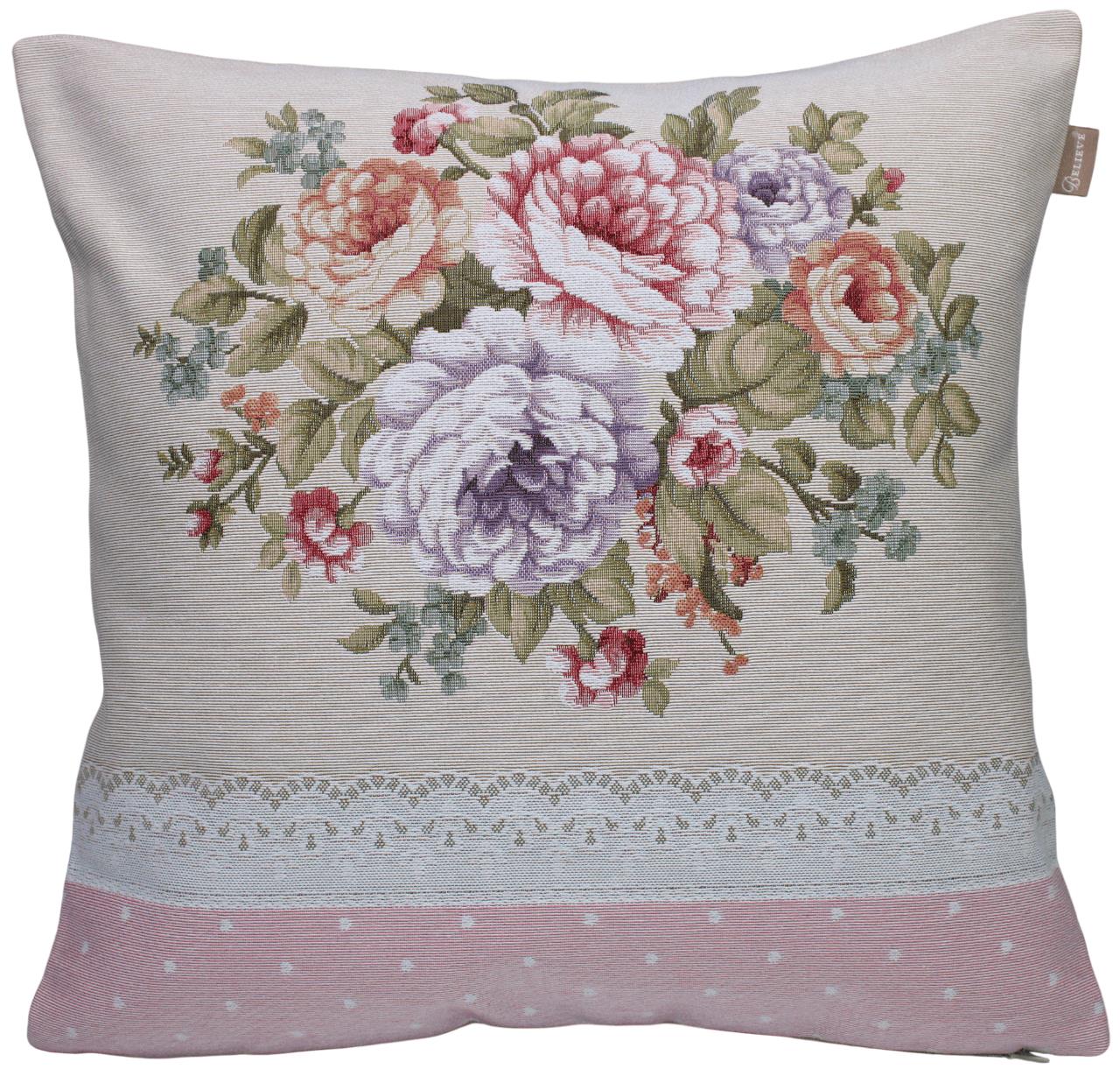 BELIEVE ROSE GARDEN JAKARLI DOKUMA GOBLEN  DEKORATİF KIRLENT KILIFI 45*45