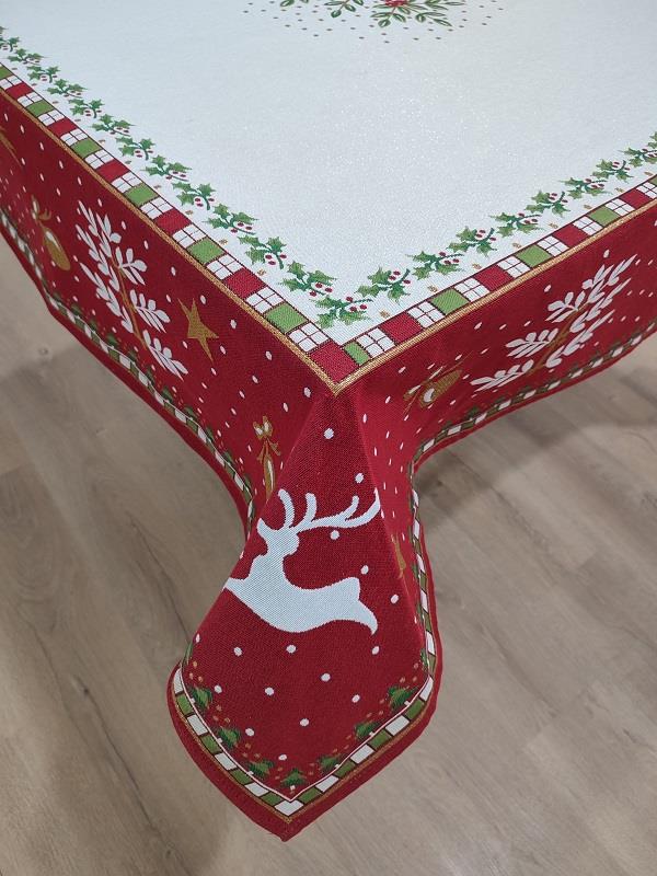 BELIEVE SELEN JAKARLI DOKUMA GOBLEN  DEKORATİF MASA ÖRTÜSÜ 140 x 140