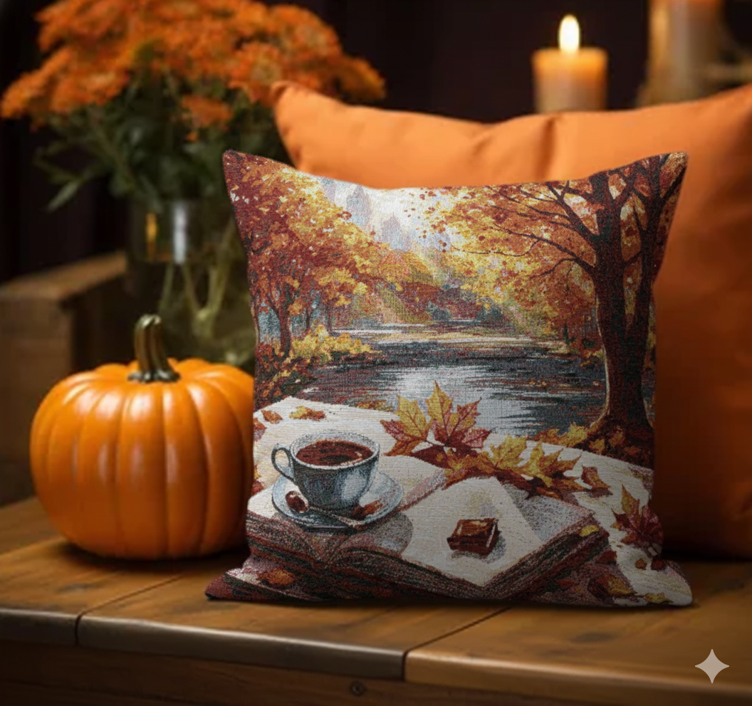 BELIEVE SONBAHAR KAHVE JAKARLI DOKUMA GOBLEN  DEKORATİF KIRLENT 45*45