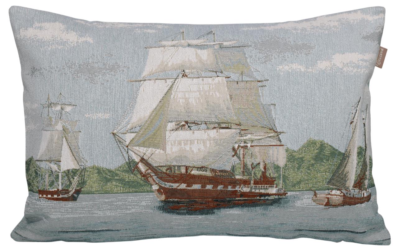 BELIEVE VİNTAGE SHİP JAKARLI DOKUMA GOBLEN   DEKORATİF KIRLENT KILIFI 35*55