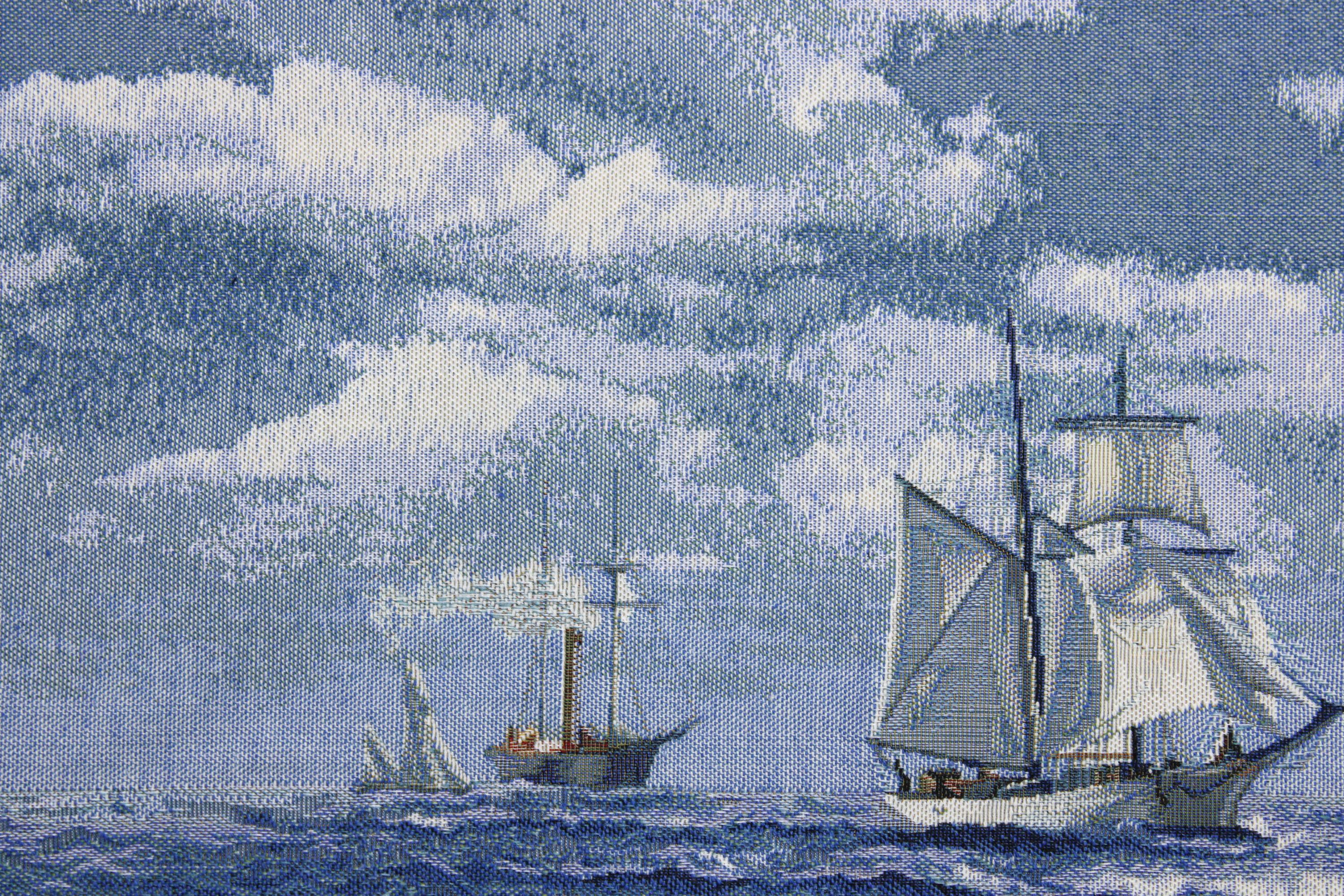 BELIEVE YELKENLİ JAKARLI DOKUMA GOBLEN DEKORATİF  ÇERÇEVESİZ PANO TABLO 70*140