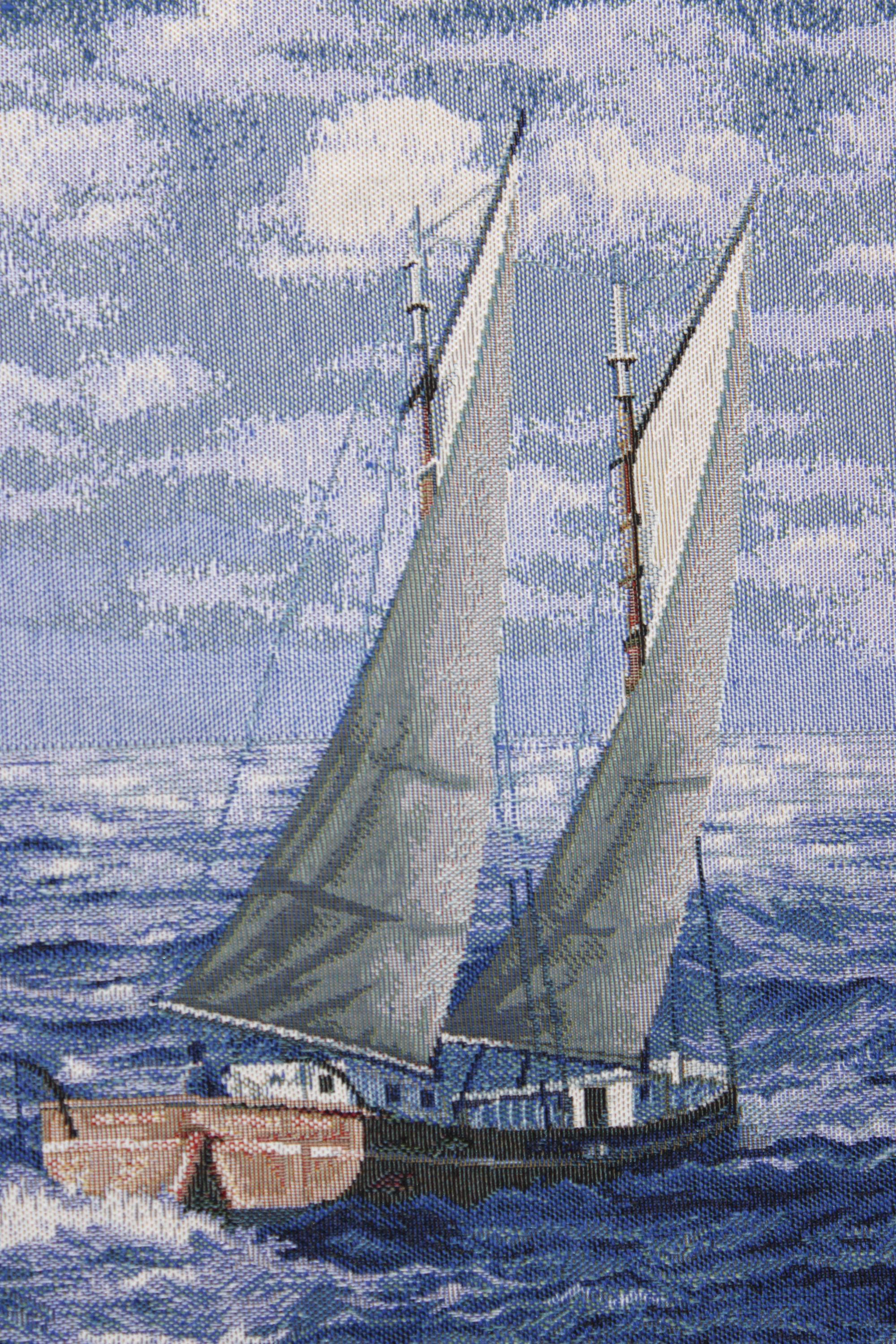 BELIEVE YELKENLİ JAKARLI DOKUMA GOBLEN DEKORATİF  ÇERÇEVESİZ PANO TABLO 70*140