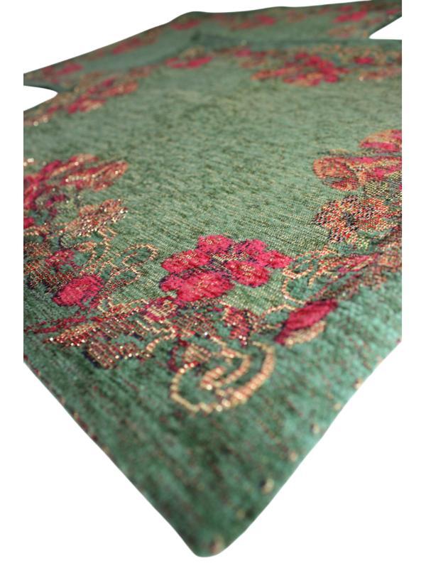 BELIEVE YEŞİL YILBAŞI ZİLİ SİMLİ JAKARLI DOKUMA  GOBLEN  DEKORATİF AMERİKAN SERVİSİ 2Lİ 34*40