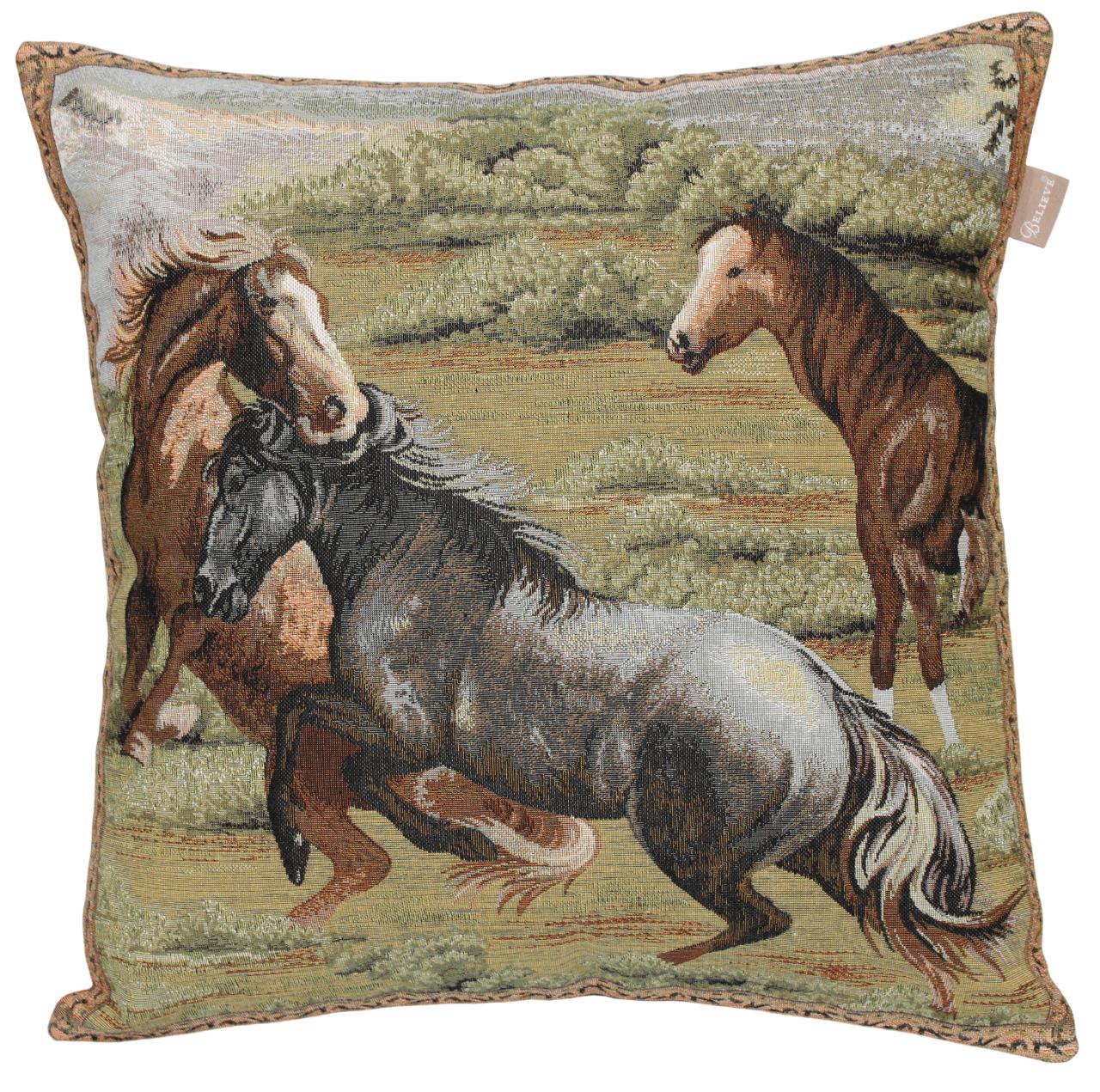 BELIEVE  YILKI ATLARI JAKARLI DOKUMA GOBLEN  DEKORATİF KIRLENT KILIFI 45*45