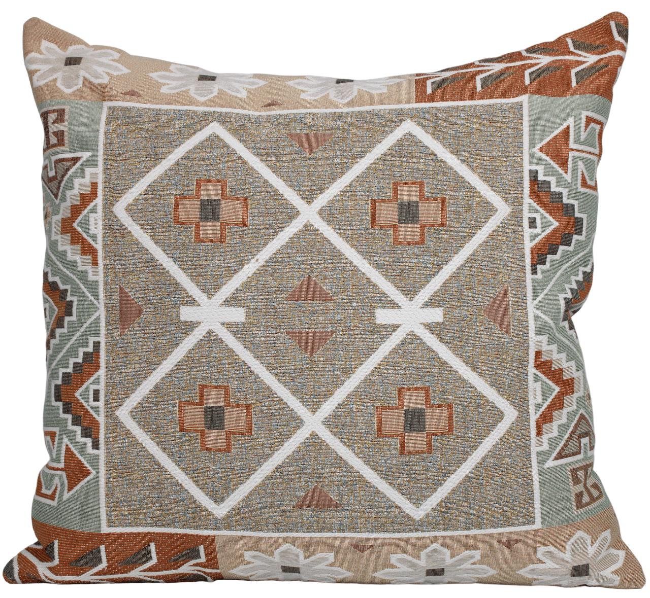 BELIEVE ZARİ JAKARLI DOKUMA GOBLEN  DEKORATİF  ETNİK KİLİM ŞÖNİLLİ KIRLENT KILIFI 45*45