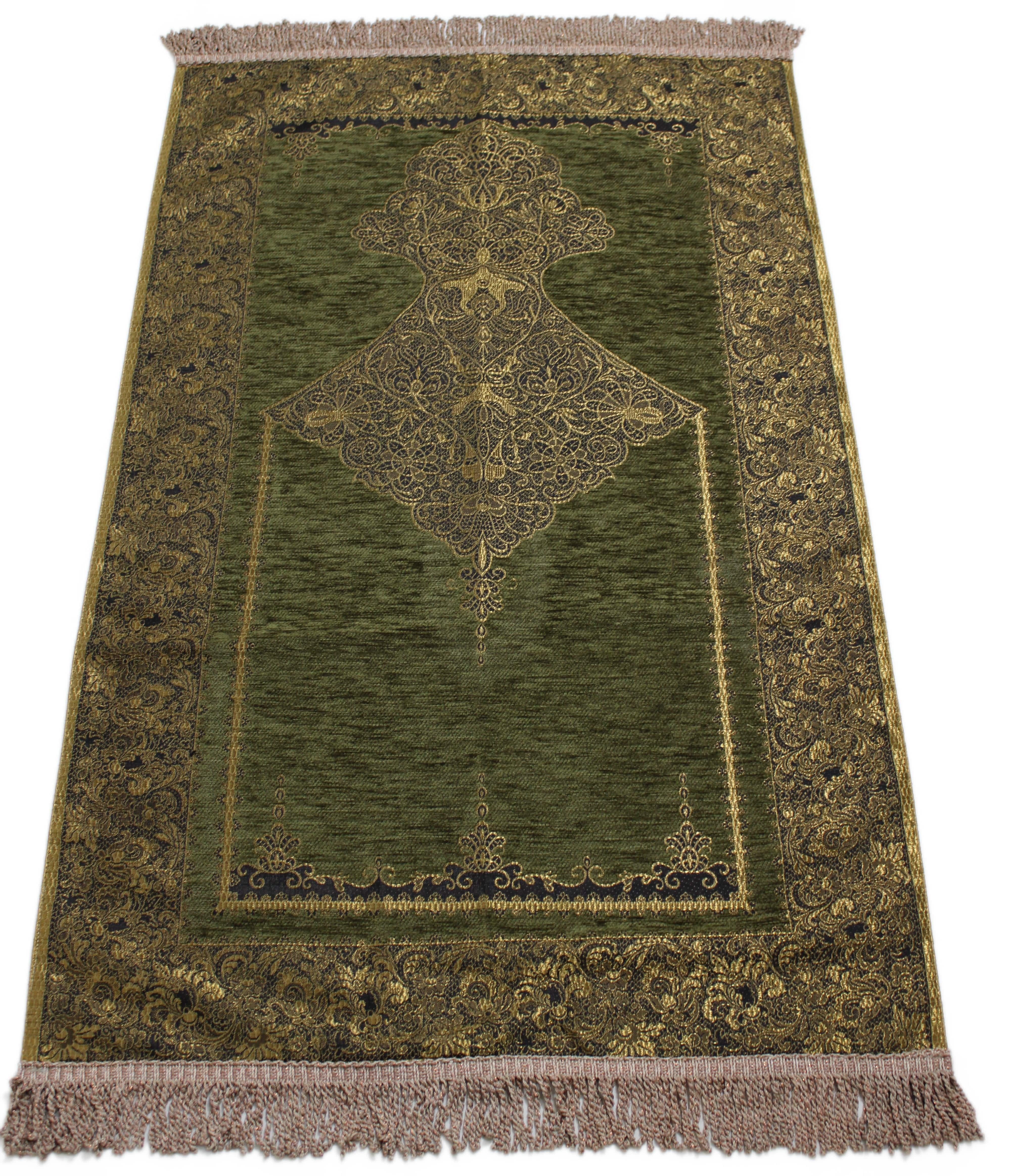 BELIEVE  NURSACE  JAKARLI DOKUMA GOBLEN   DEKORATİF ŞÖNİL SECCADE ZEYTUNİ  SİMLİ  70x120