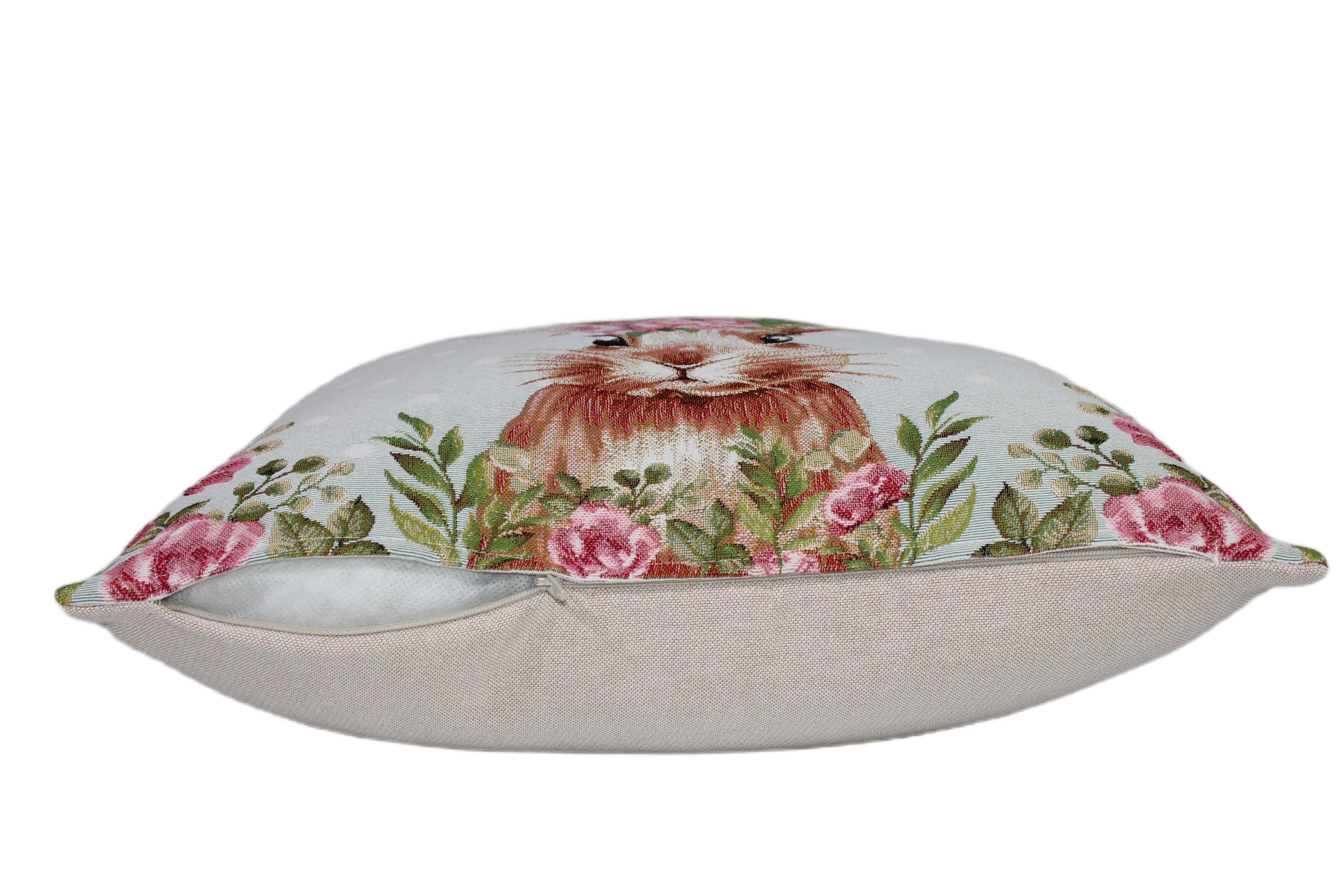 BELIEVE EASTER BLUE JAKARLI DOKUMA GOBLEN  DEKORATİF KIRLENT KILIFI 45*45