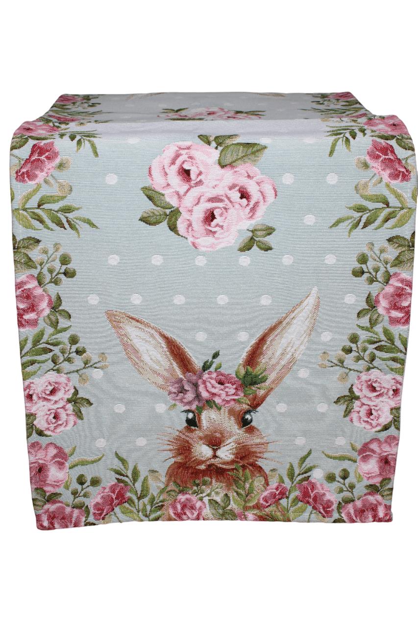 BELIEVE EASTER BLUE JAKARLI DOKUMA GOBLEN DEKORATİF  40*100 MAVİ DEKORATİF RUNNER