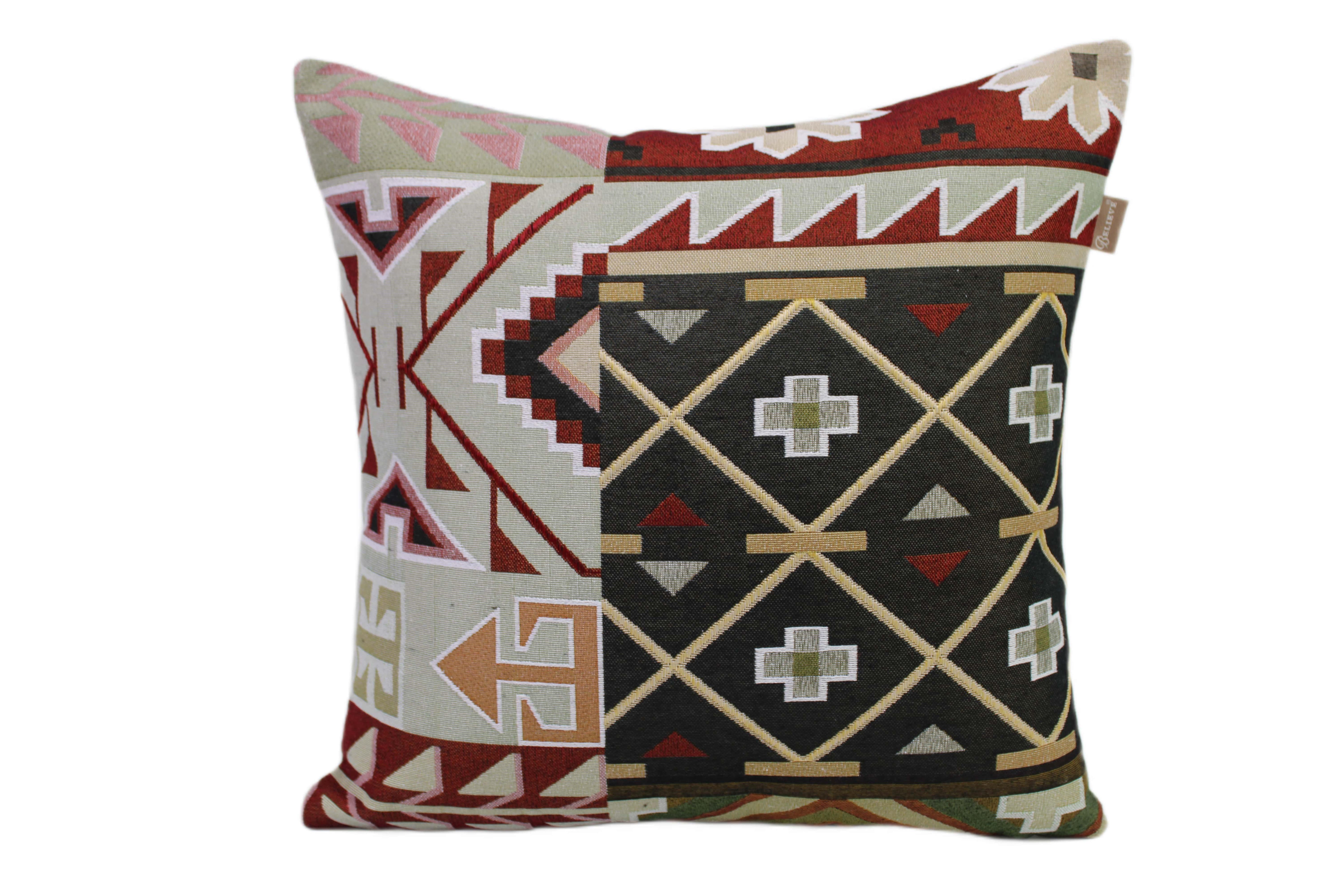 BELIEVE ETNİK II JAKARLI DOKUMA GOBLEN DEKORATİF KIRLENT KILIFI 45*45