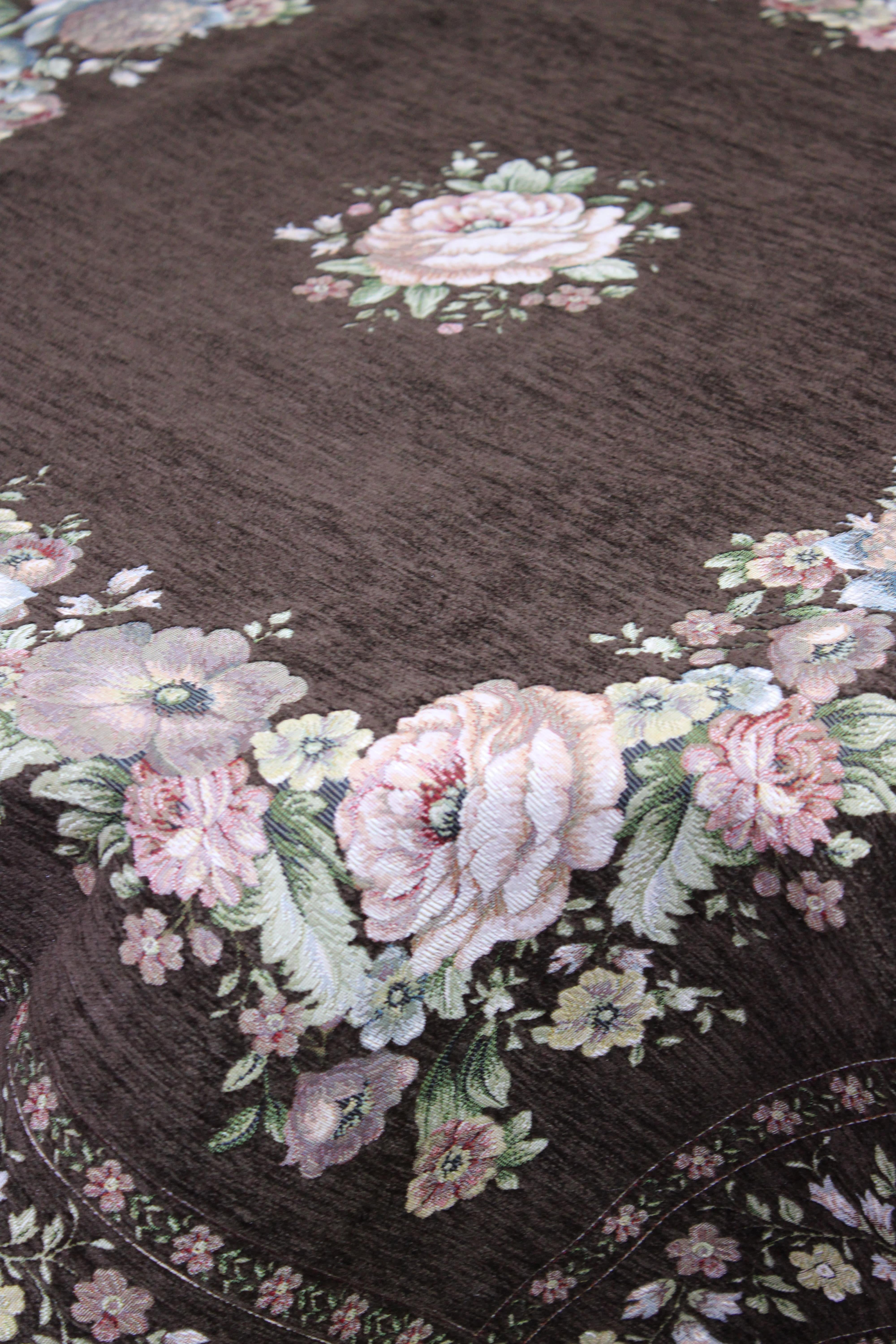 BELIEVE KINAY MASA ÖRTÜSÜ JAKARLI DOKUMA  GOBLEN DEKORATİF 100*100 ACI KAHVE ŞÖNİL