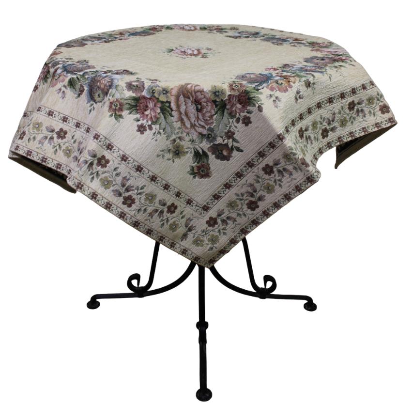 BELIEVE KINAY MASA ÖRTÜSÜ JAKARLI  DOKUMA  GOBLEN DEKORATİF 100*100 KREM ŞÖNİL