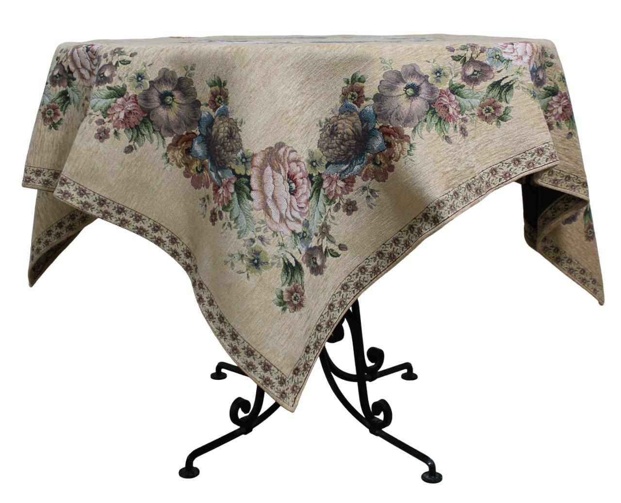 BELIEVE KINAY MASA ÖRTÜSÜ JAKARLI DOKUMA GOBLEN DEKORATİF 140*140 S.KAHVE ŞÖNİ