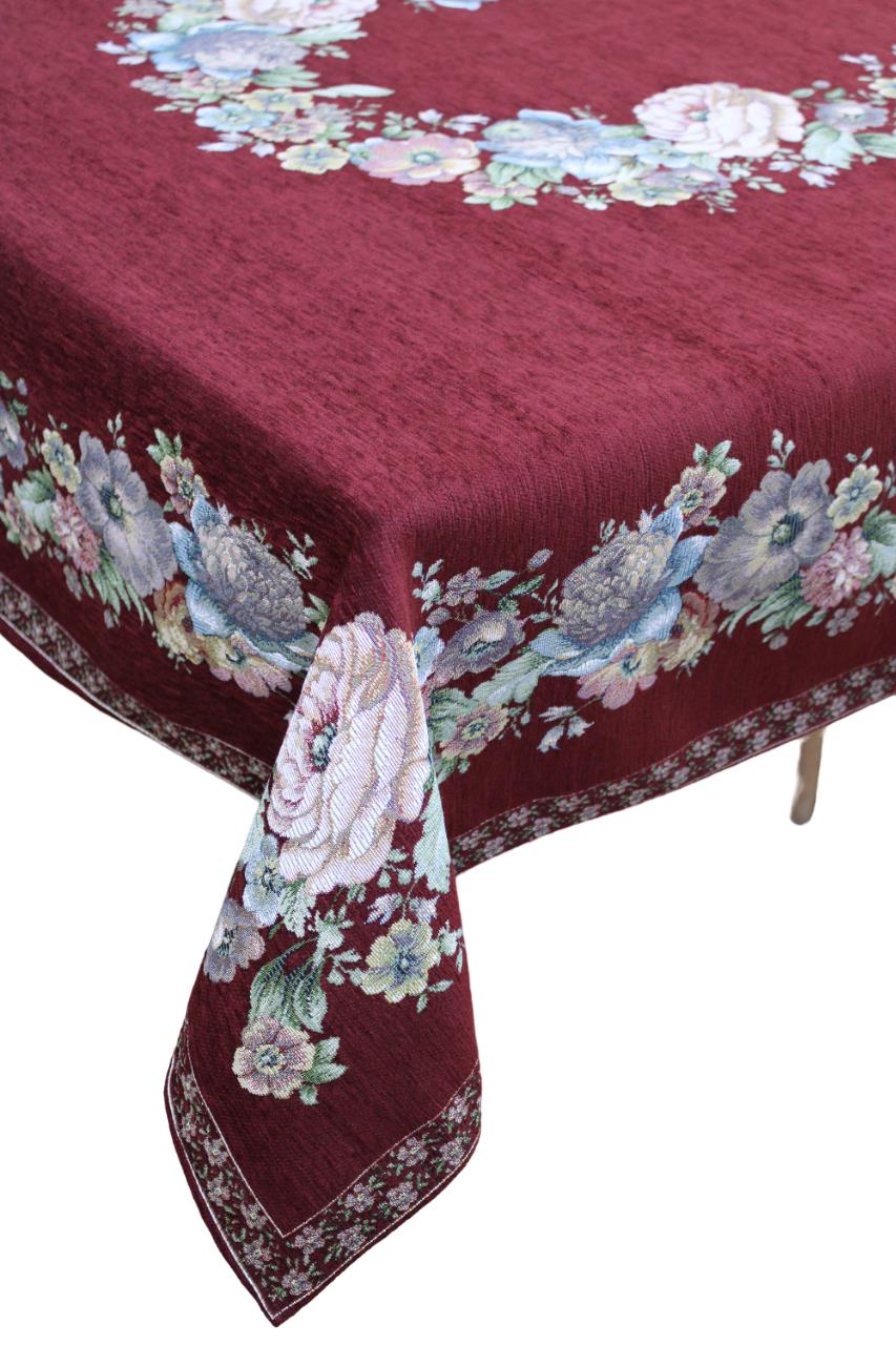 BELIEVE KINAY MASA ÖRTÜSÜ JAKARLI DOKUMA  GOBLEN DEKORATİF 160*260  BORDO ŞÖNİL