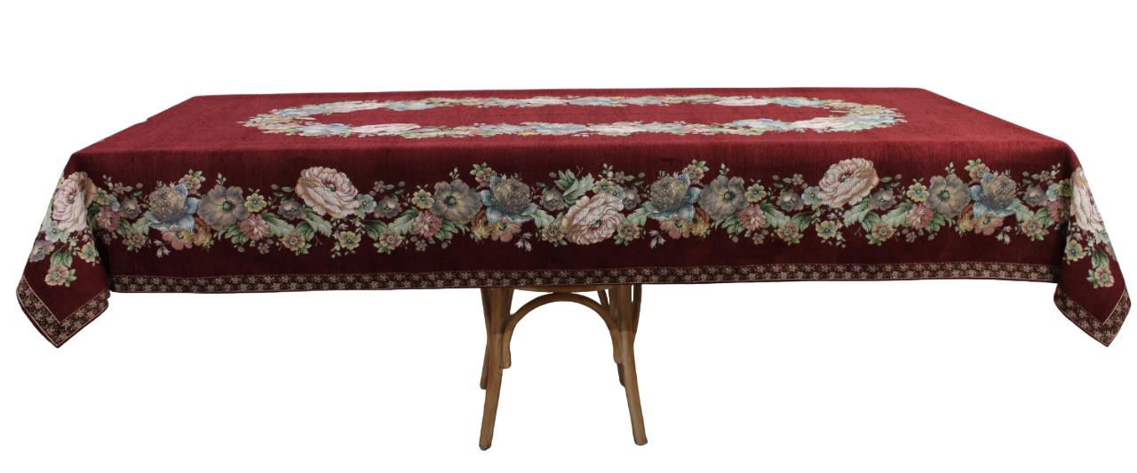 BELIEVE KINAY MASA ÖRTÜSÜ JAKARLI DOKUMA  GOBLEN DEKORATİF 160*260  BORDO ŞÖNİL