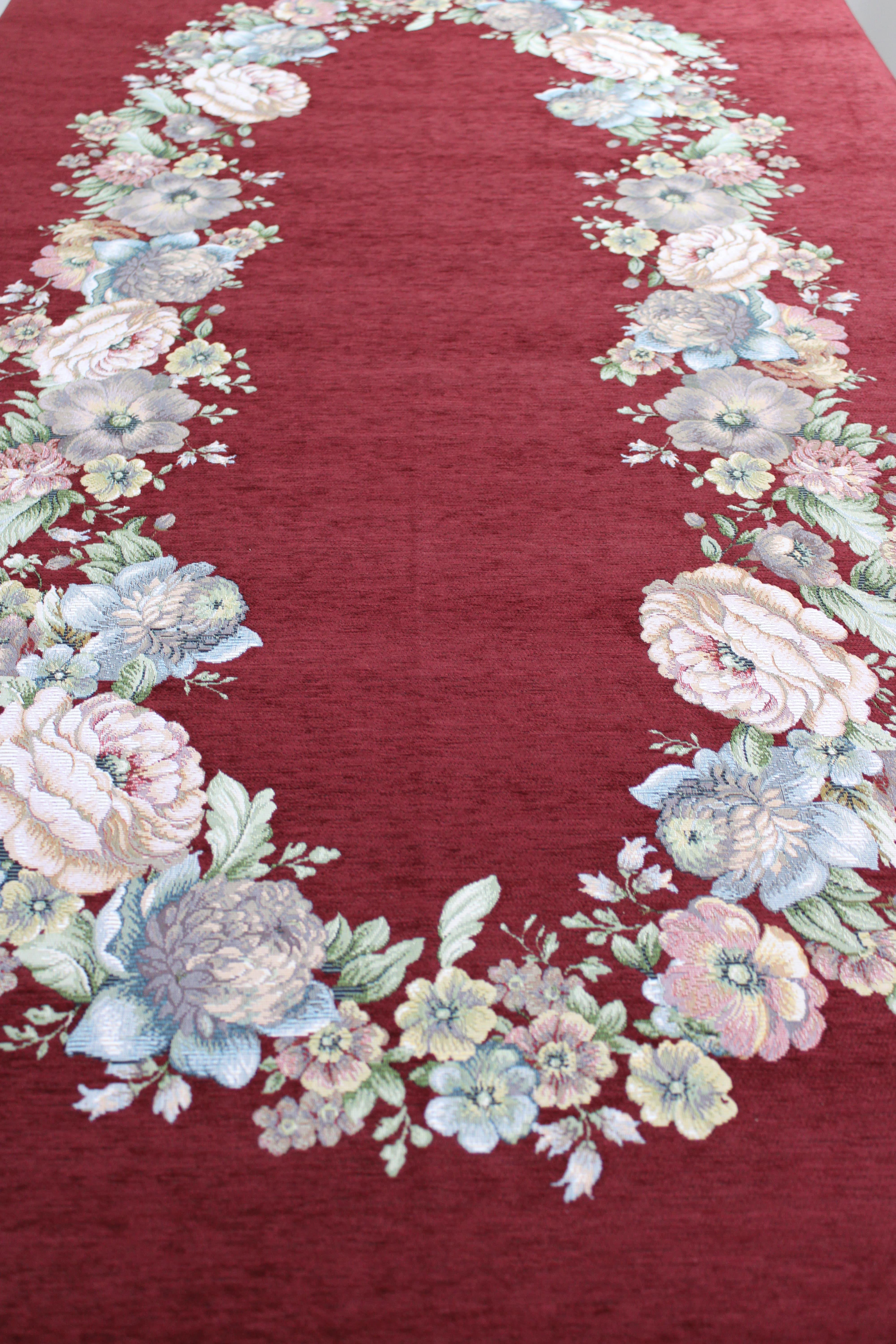 BELIEVE KINAY MASA ÖRTÜSÜ JAKARLI DOKUMA  GOBLEN DEKORATİF 160*260  BORDO ŞÖNİL